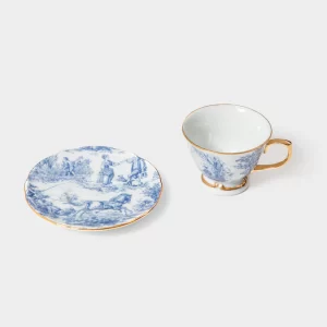 Xícara de chá com pires Porcelana especial Coleção "Toile de Jouy"