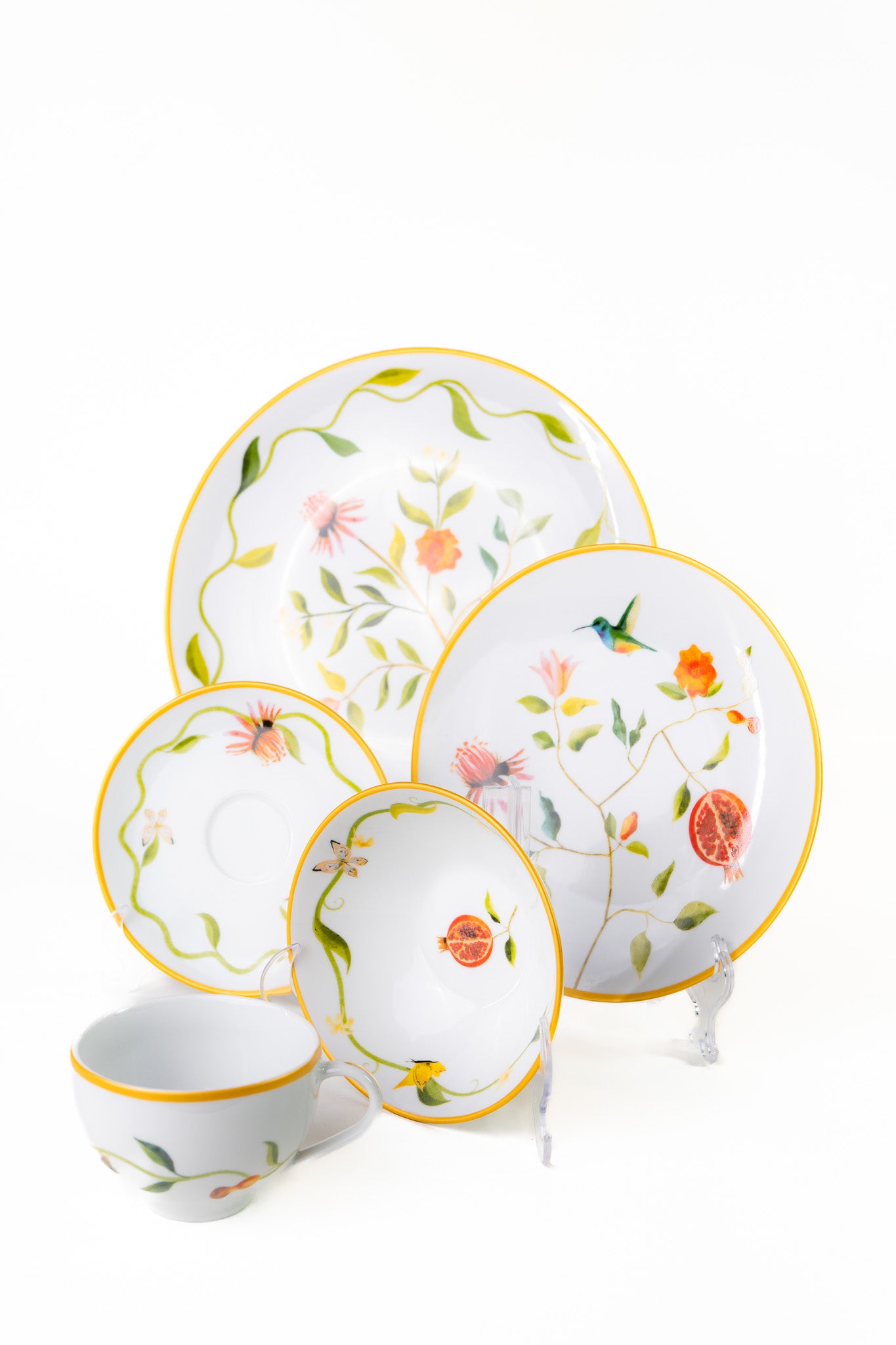 Kit Prato Sobremesa Coleção "Jardim de Romã" 4 Peças - Imagem 3