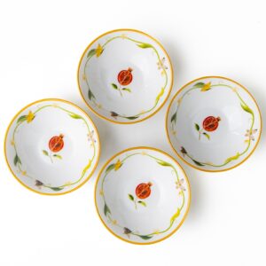 Kit Bowl Vaso Coleção "Jardim de Romã Kit 4 Peças