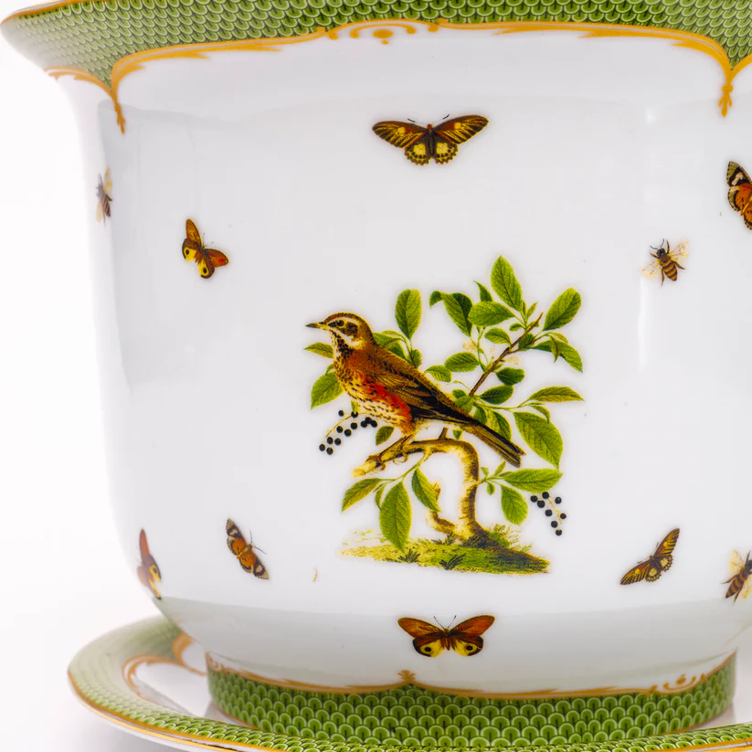 Vaso Cachepot Médio + Prato de base "Coleção Pássaros" - Imagem 3