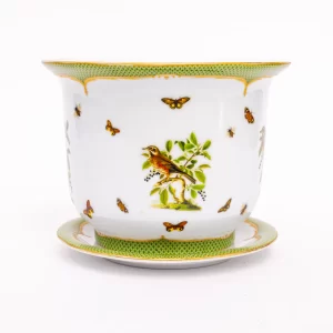 Vaso Cachepot Grande + Prato de base"Coleção Pássaros"