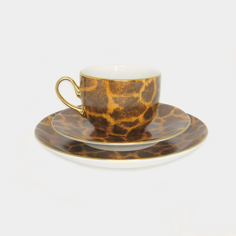 Xícara de chá com pires Porcelana especial Coleção "Safari" Girafa - Imagem 2