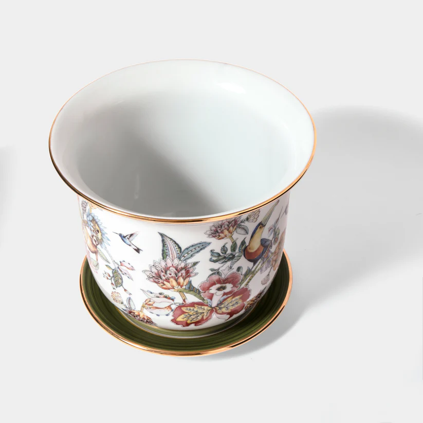 Vaso Cachepot Pequeno + Prato de base Coleção "Botanic" - Imagem 2