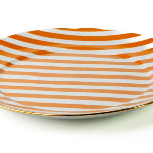 Kit Prato de Sobremesa Coleção "Listra Laranja" 6 Peças