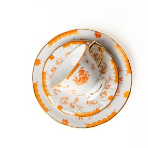 Kit Xícara De Chá Com Pires Coleção Laranjeira Imperial 6 Peças