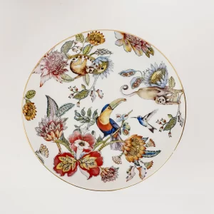 Prato Para Bolo Com Pé Coleção Botanic