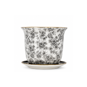 Vaso Cachepot Pequeno + Prato De Base Coleção Papoula