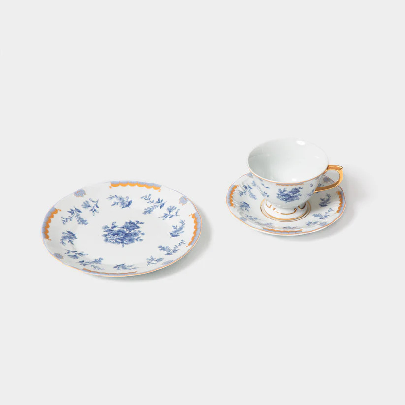 Xícara De Café Com Pires Coleção Blue Roses - Imagem 3