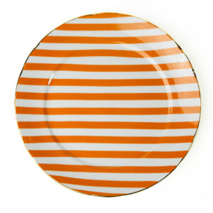 Kit Prato de Sobremesa Coleção Listras Laranja 12 Peças