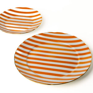 Kit Prato Raso Coleção Listras Laranja 12 Peças