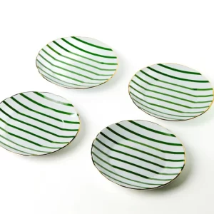 Kit Prato Sobremesa Coleção Listras Verdes 12 Peças