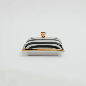 Manteigueira Retangular Petit "Coleção Listras Pretas"