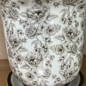 Vaso Cachepot Medio + Prato de base Coleção "Papoula"