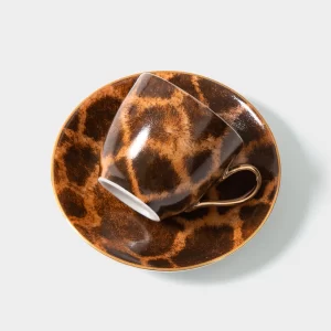 Xícara de chá com pires Porcelana especial Coleção "Safari" Girafa