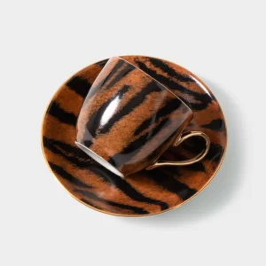 Kit Xícara de Café com pires Coleção "Safari" Tigre  e 12 Peças