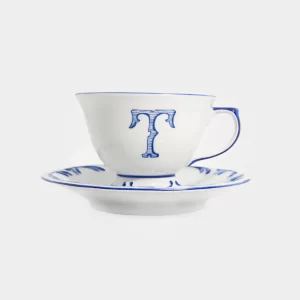Xícara De Chá Com Pires Coleção Monograma - Azul