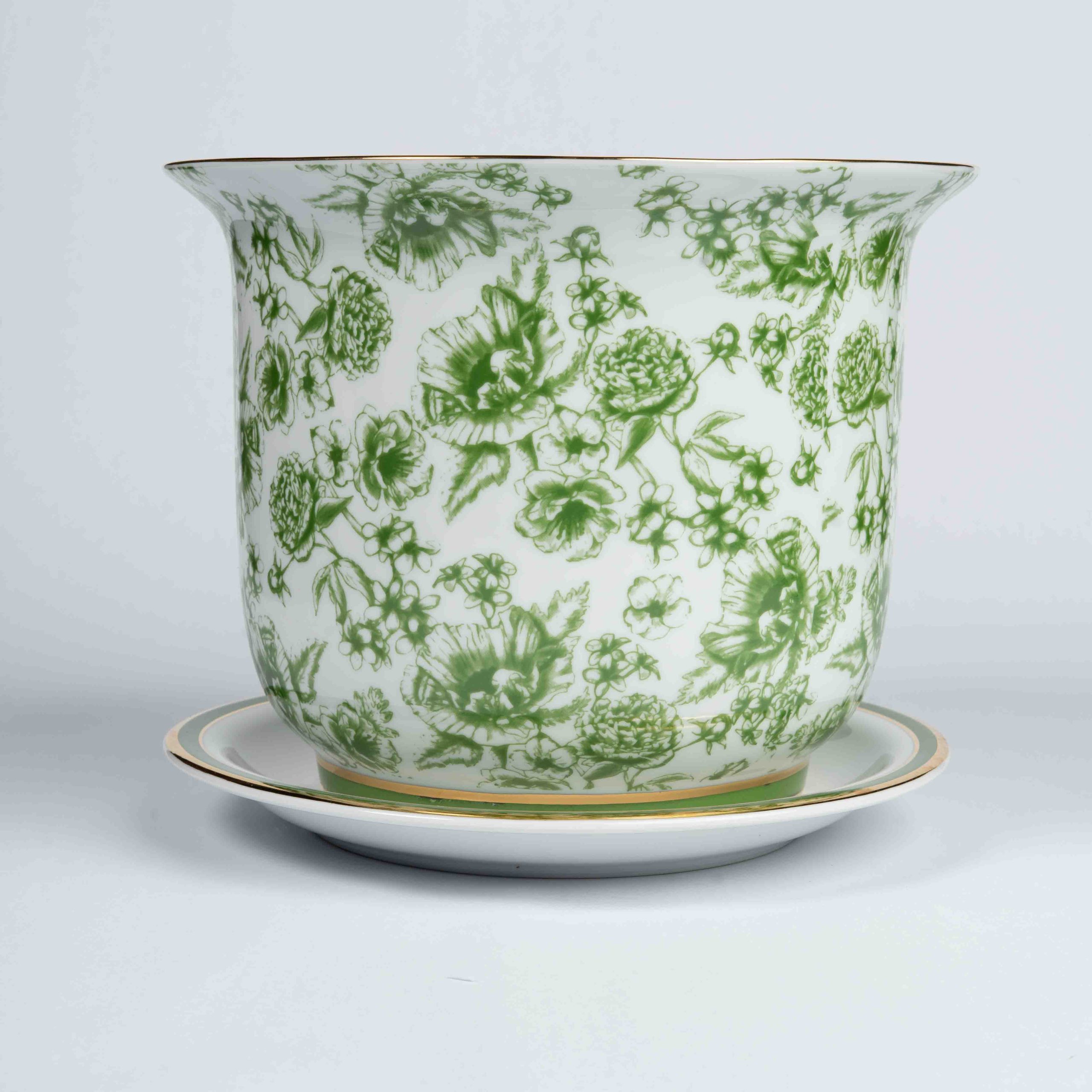 Vaso Cachepot Grande + Prato De Base Coleção Jardin Sur Le Nil - Imagem 10