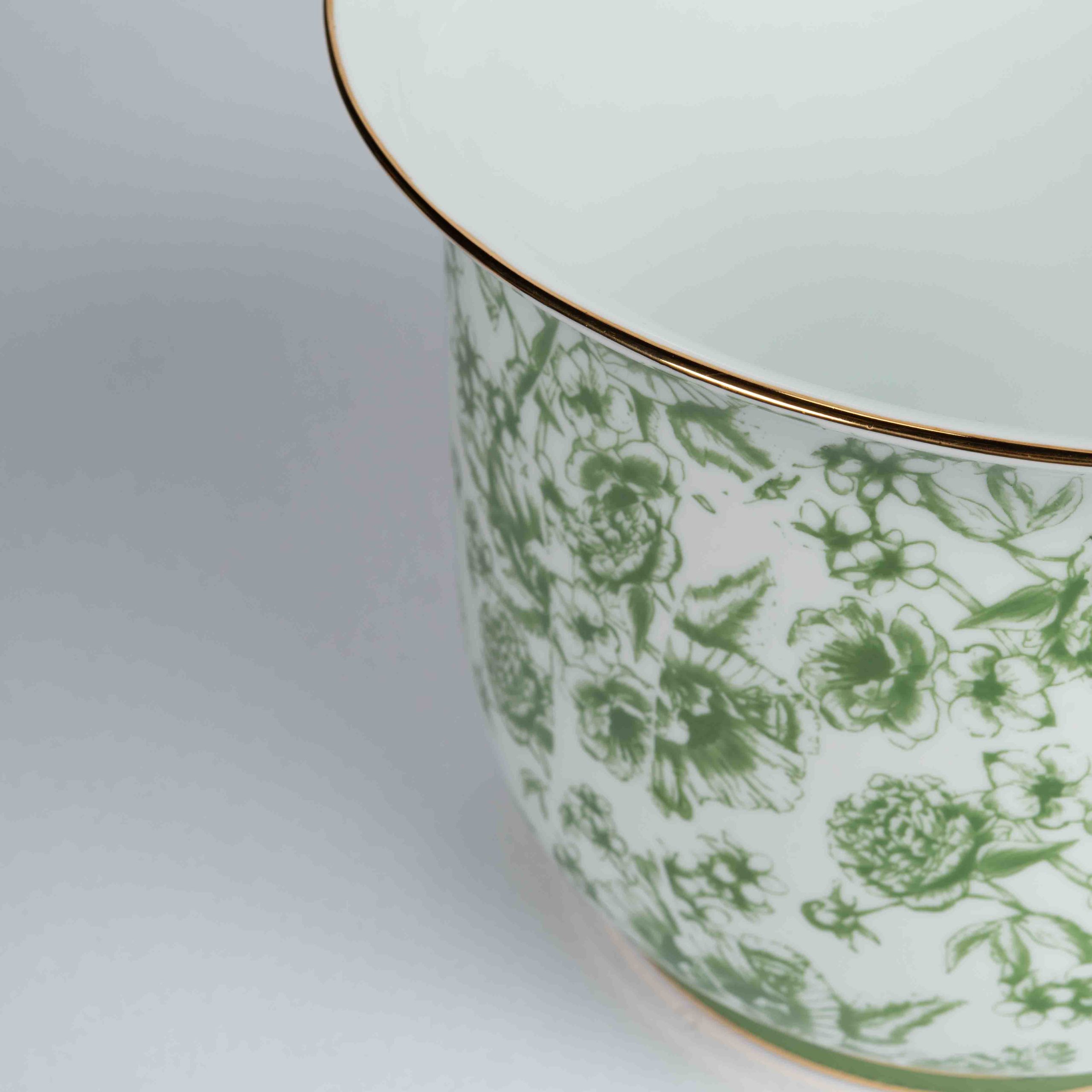 Vaso Cachepot Grande + Prato De Base Coleção Jardin Sur Le Nil - Imagem 4