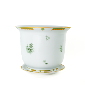 Vaso Cachepot Pequeno + Prato De Base Coleção Fleur