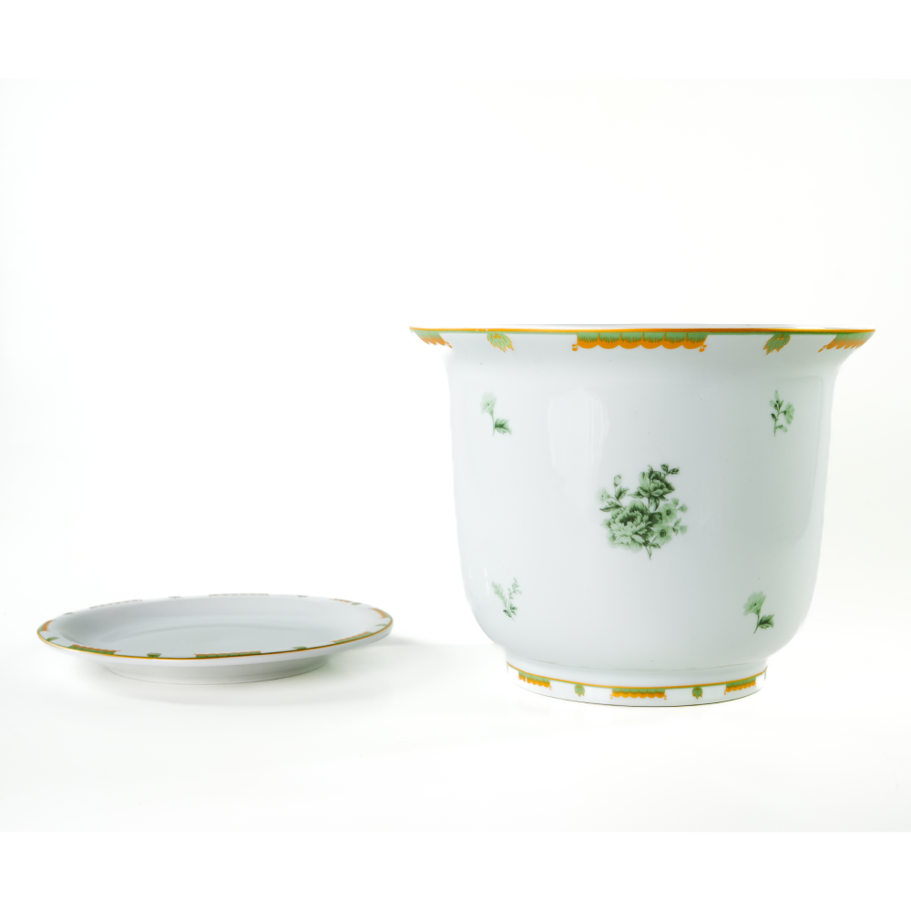 Vaso Cachepot Médio + Prato De Base Coleção Fleur - Imagem 6