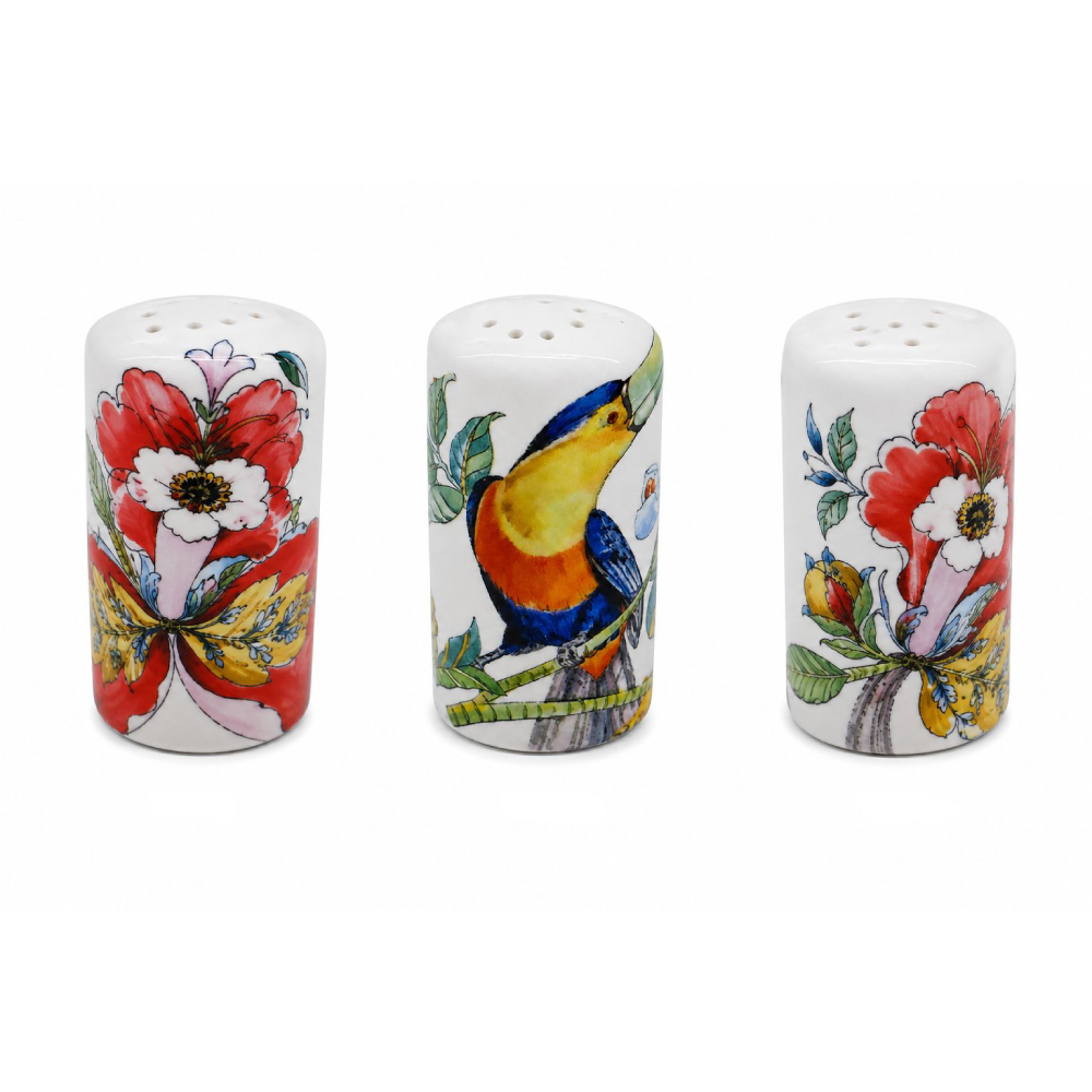 Jogo De Saleiro + Paliteiro + Pimenteiro Coleção Botanic